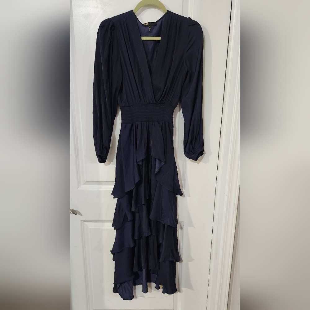 Maje Navy Ruffled‎ Maxi Dress - Picture 14 of 16